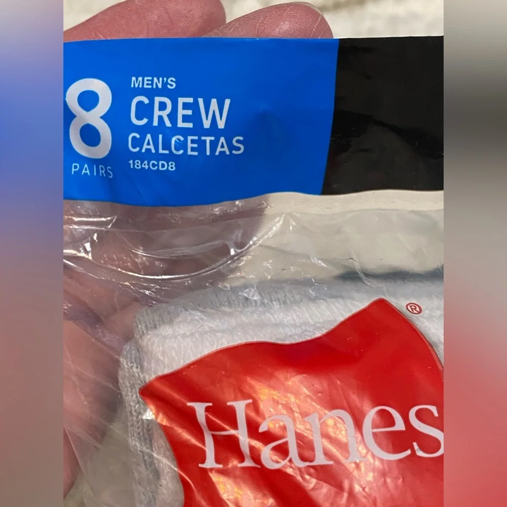Hanes Men's Cushion Crew Socks - White and Gray 8 pack crew socks